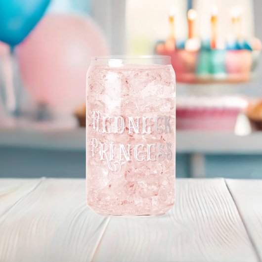 Roodhals Prinses Fancy Tekst Roze Blikvorm Glas (Insitu (Baby Shower))