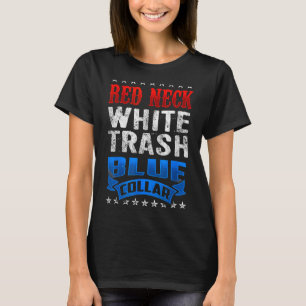 Roodhals Witte Prullenbak Blauwe Kraag Rode Hals T-shirt