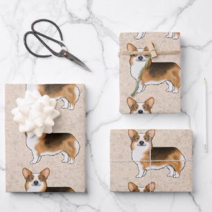 Roodharig driekleurig Pembroke Welsh Corgi patroon Inpakpapier Vel