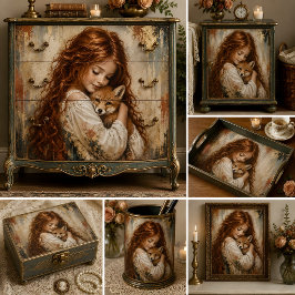 Roodharig Meisje Baby Vos Decoupage Tissuepapier
