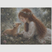 Roodharig meisje Fox Meadow Decoupage Tissuepapier (Voorkant)
