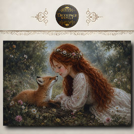 Roodharig meisje Fox Meadow Decoupage Tissuepapier