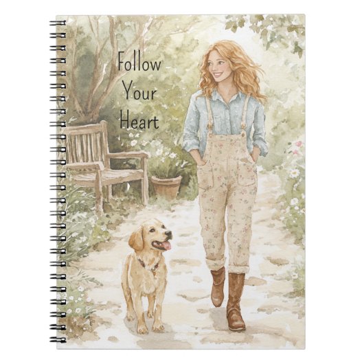 Roodharig Meisje & Haar Hond Notitieboek (Voorkant)