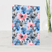 Roodharig Meisje IJscrème Blauwe Bloem Verjaardag Kaart (Achterkant)