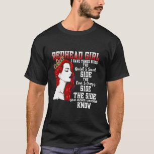 Roodharig Meisje Ik Heb Drie Kanten T-shirt Rood H