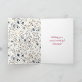 Roodharig meisje met blauwe bloemen Kerst Kaart (Binnen)