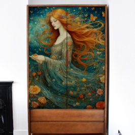 Roodharig Meisje met Bloemen Decoupage Tissuepapier