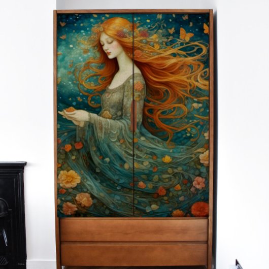 Roodharig Meisje met Bloemen Decoupage Tissuepapier