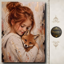 Roodharig Meisje Vos Decoupage Tissuepapier
