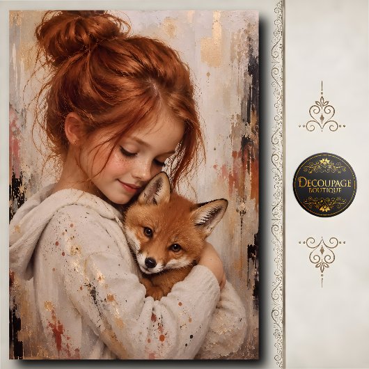 Roodharig Meisje Vos Decoupage Tissuepapier