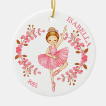 Roodharige ballerina in roze