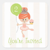 Roodharige Ballerina Verjaardagszegel Vierkante Sticker (Voorkant)