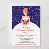 Roodharige bruid Sneeuwvlok Navy Bruiloft Feest Kaart (Voorkant)