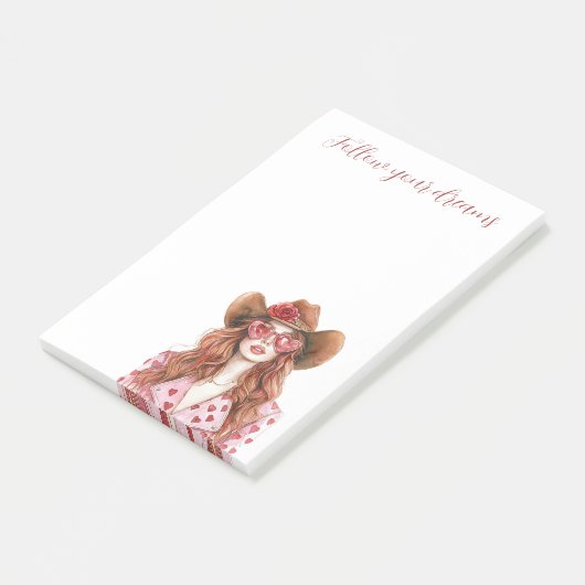 Roodharige Dame Mint Jurk Post-it® Notes (Schuin)