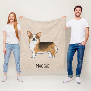 Roodharige driekleurige Pembroke Welsh Corgi en na Fleece Deken