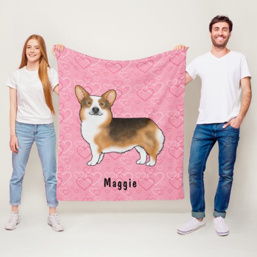 Roodharige Driekleurige Pembroke Welsh Corgi Hartj Fleece Deken (In situ)