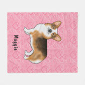 Roodharige Driekleurige Pembroke Welsh Corgi Hartj Fleece Deken (Voorkant (Horizontaal))