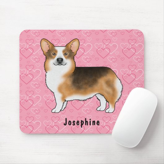 Roodharige Driekleurige Pembroke Welsh Corgi Hartj Muismat (Met muis)