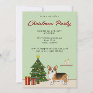 Roodharige Driekleurige Pembroke Welsh Corgi Kerst Kaart