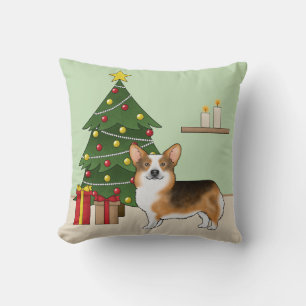 Roodharige Driekleurige Pembroke Welsh Corgi Kerst Kussen