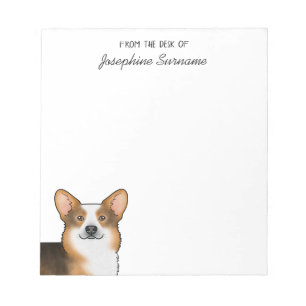 Roodharige Driekleurige Pembroke Welsh Corgi Kop e Notitieblok