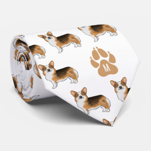 Roodharige driekleurige Pembroke Welsh Corgi patro Stropdas