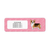 Roodharige Driekleurige Pembroke Welsh Corgi Roze  Etiket (Voorkant)