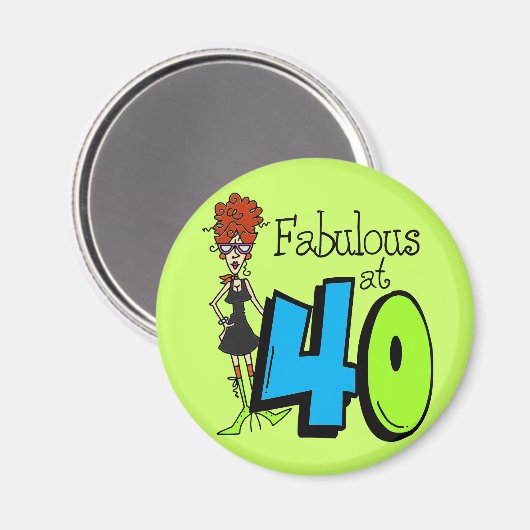 Roodharige Fabelachtig bij Verjaardag 40 Magneet (Voorkant / Achterkant)