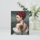 Roodharige getatoeëerde vrouw in Parijs Briefkaart (Staand voorkant)