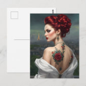 Roodharige getatoeëerde vrouw in Parijs Briefkaart (Voorkant / Achterkant)
