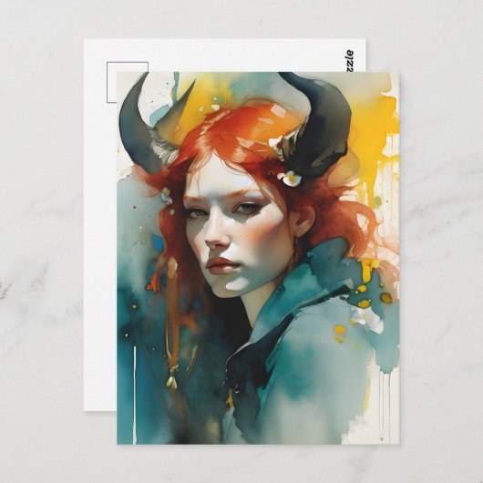 Roodharige godin briefkaart (Voorkant / Achterkant)