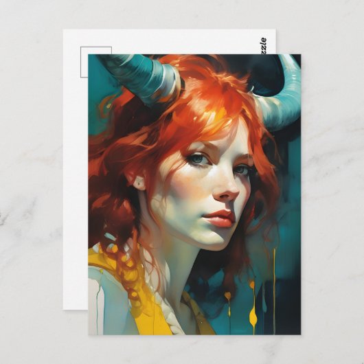 Roodharige Godin Briefkaart (Voorkant / Achterkant)