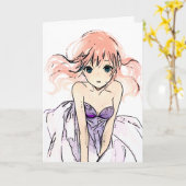 Roodharige Gotische Meisje Verjaardag Kaart (Gele Bloem)