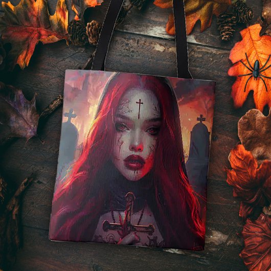 roodharige gotische vrouw tote bag