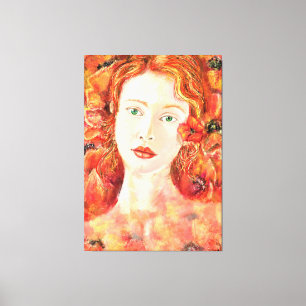  roodharige groene ogen vrouw canvas print