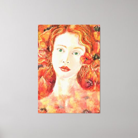 roodharige groene ogen vrouw canvas print (Voorkant)
