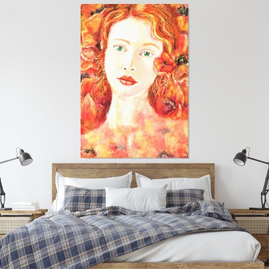  roodharige groene ogen vrouw canvas print (Insitu (Slaapkamer))