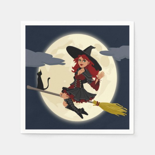 ROODHARIGE HALLoween Heks Servet (Voorkant)