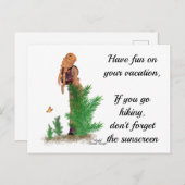 Roodharige Hiker Rugzak Pinup Meisje Briefkaart (Voorkant / Achterkant)