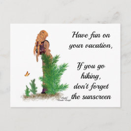 Roodharige Hiker Rugzak Pinup Meisje Briefkaart