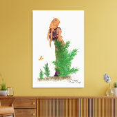 Roodharige Hiker Rugzak Pinup Meisje Canvas Print (Insitu (Woonkamer))