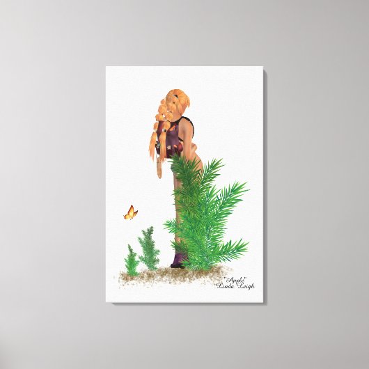 Roodharige Hiker Rugzak Pinup Meisje Canvas Print (Voorkant)
