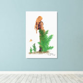 Roodharige Hiker Rugzak Pinup Meisje Canvas Print (Insitu (Houten vloer))