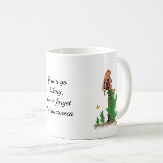 Roodharige Hiker Rugzak Pinup Meisje Koffie Mok (Voorkant rechts)