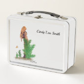 Roodharige Hiker Rugzak Pinup Meisje Lunch Box (Voorkant)