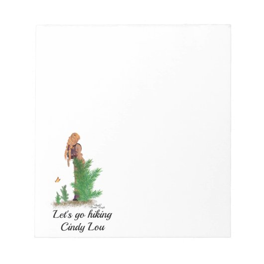 Roodharige Hiker Rugzak Pinup Meisje Notitieblok (Voorkant)