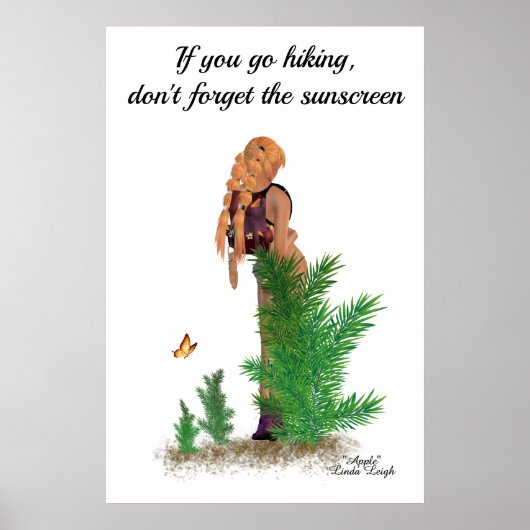 Roodharige Hiker Rugzak Pinup Meisje Poster (Voorkant)