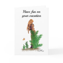 Roodharige Hiker Rugzak Pinup Meisje Wenskaart