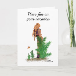 Roodharige Hiker Rugzak Pinup Meisje Wenskaart Kaart