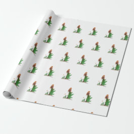 Roodharige Hiker Rugzak Pinup Meisje Wrapping Papi Cadeaupapier
